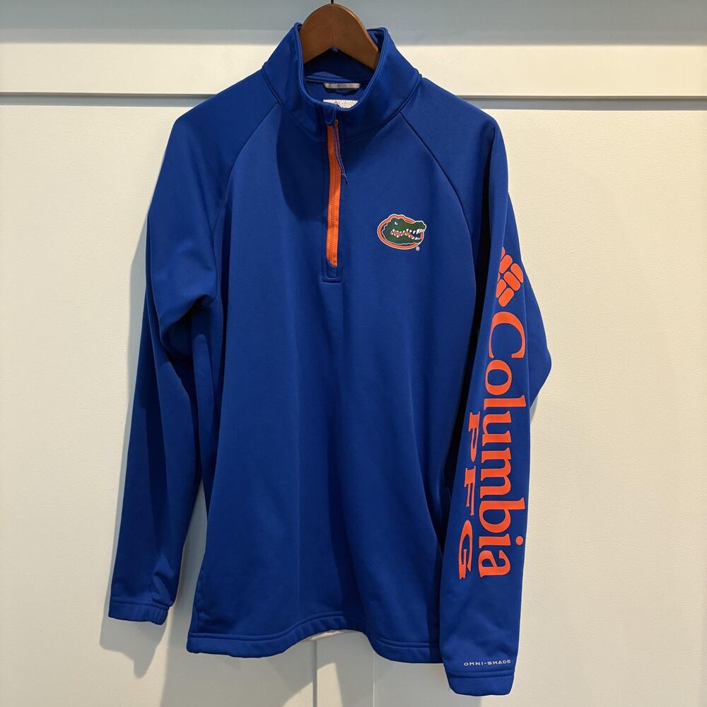 Florida Gators Shirt Mens Medium Blue NCAA Football 1/4 Zip Pullover‎ Columbia